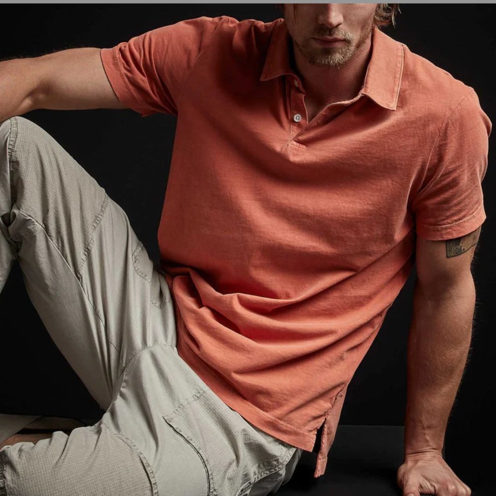 James Perse SUEDED JERSEY POLO  Bonfire Pigment